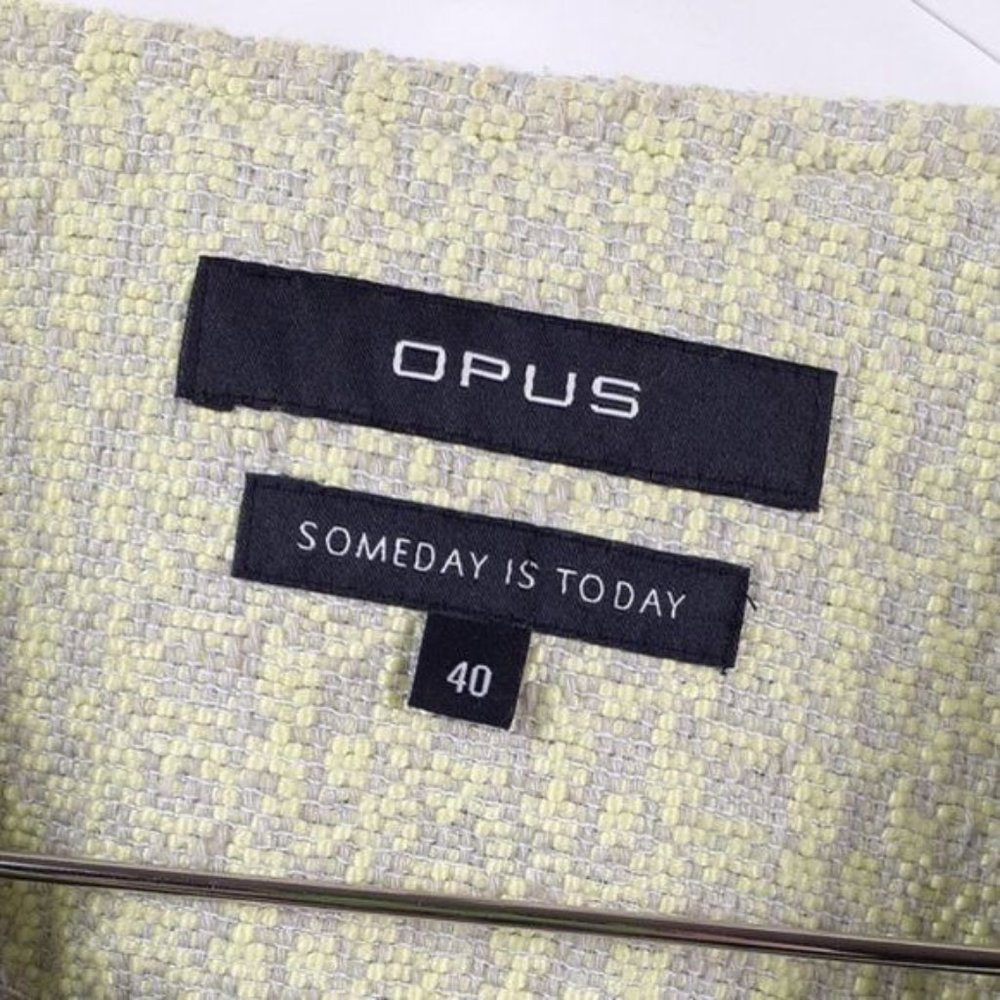 OPUS Size 40 Chartreuse Green Gray Tweed Jale SP Zip Front Moto Jacket Blazer - Picture 7 of 12